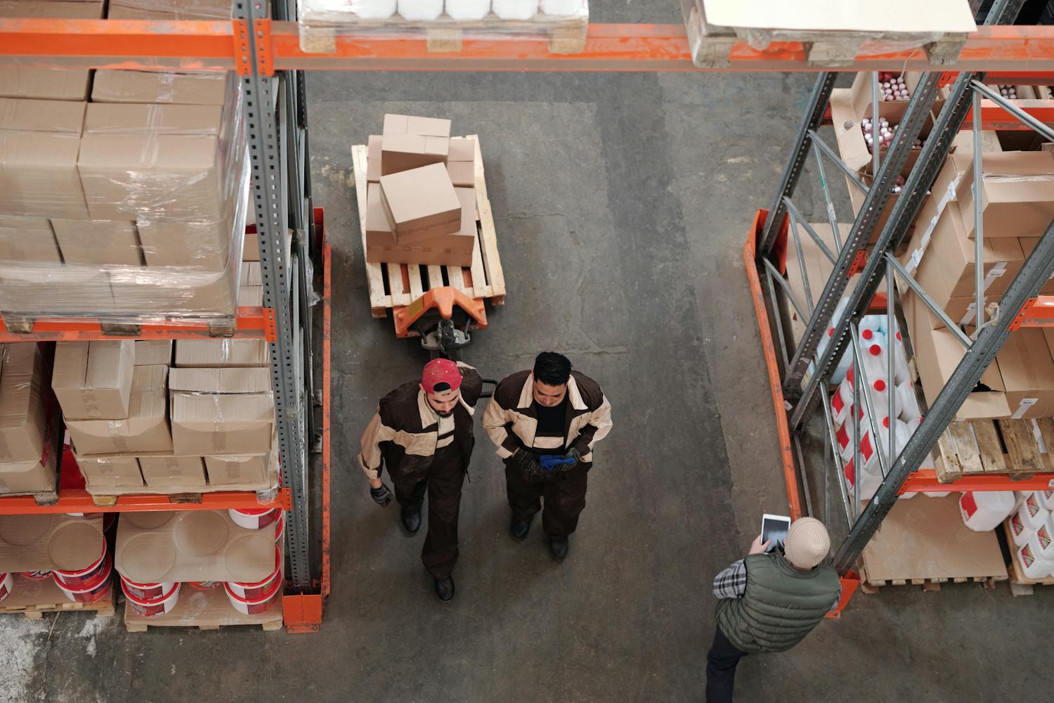 Professional warehouse operations with organized inventory and efficient logistics