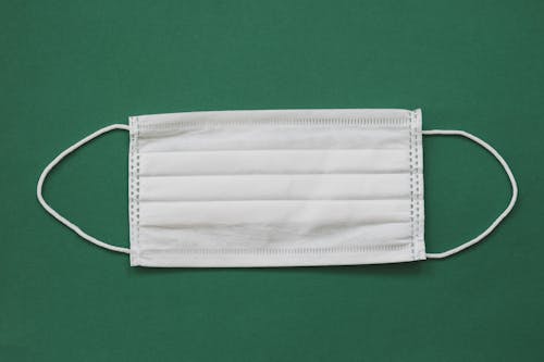 Photo of White Face Mask Against Green Background