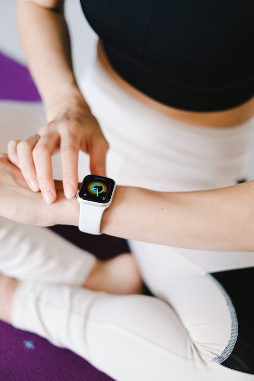 Free Person Wearing White Apple Watch Stock Photo