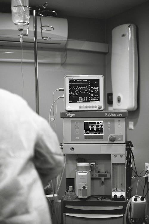 Black and White Photo of a Medical Equipment