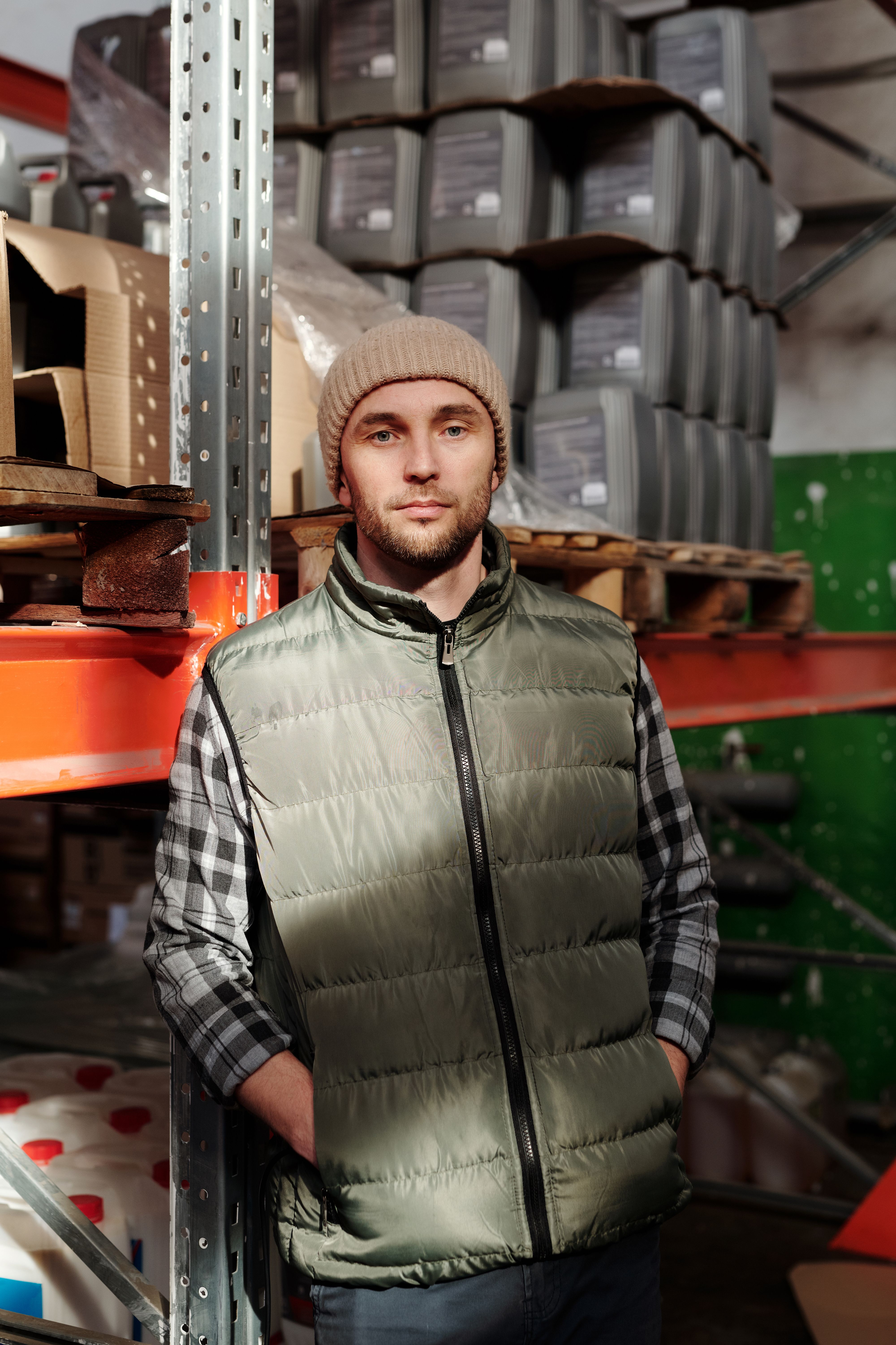 Founder standing in a warehouse