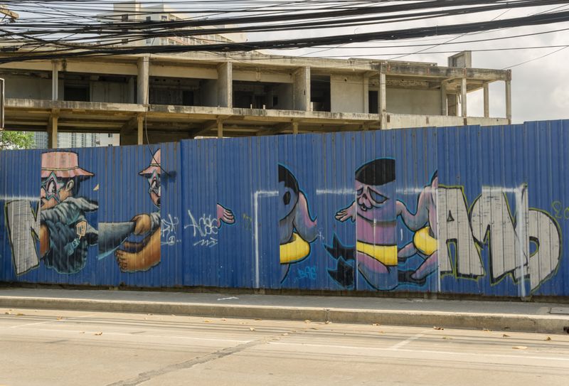 Freight containers at logistics terminal