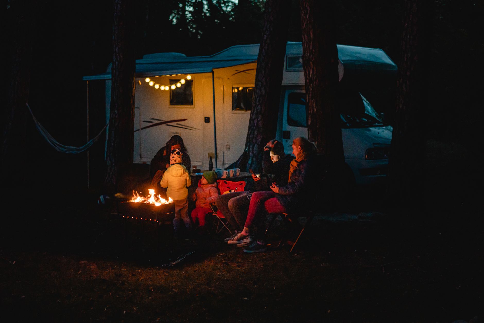 Inverter generator running at a campsite