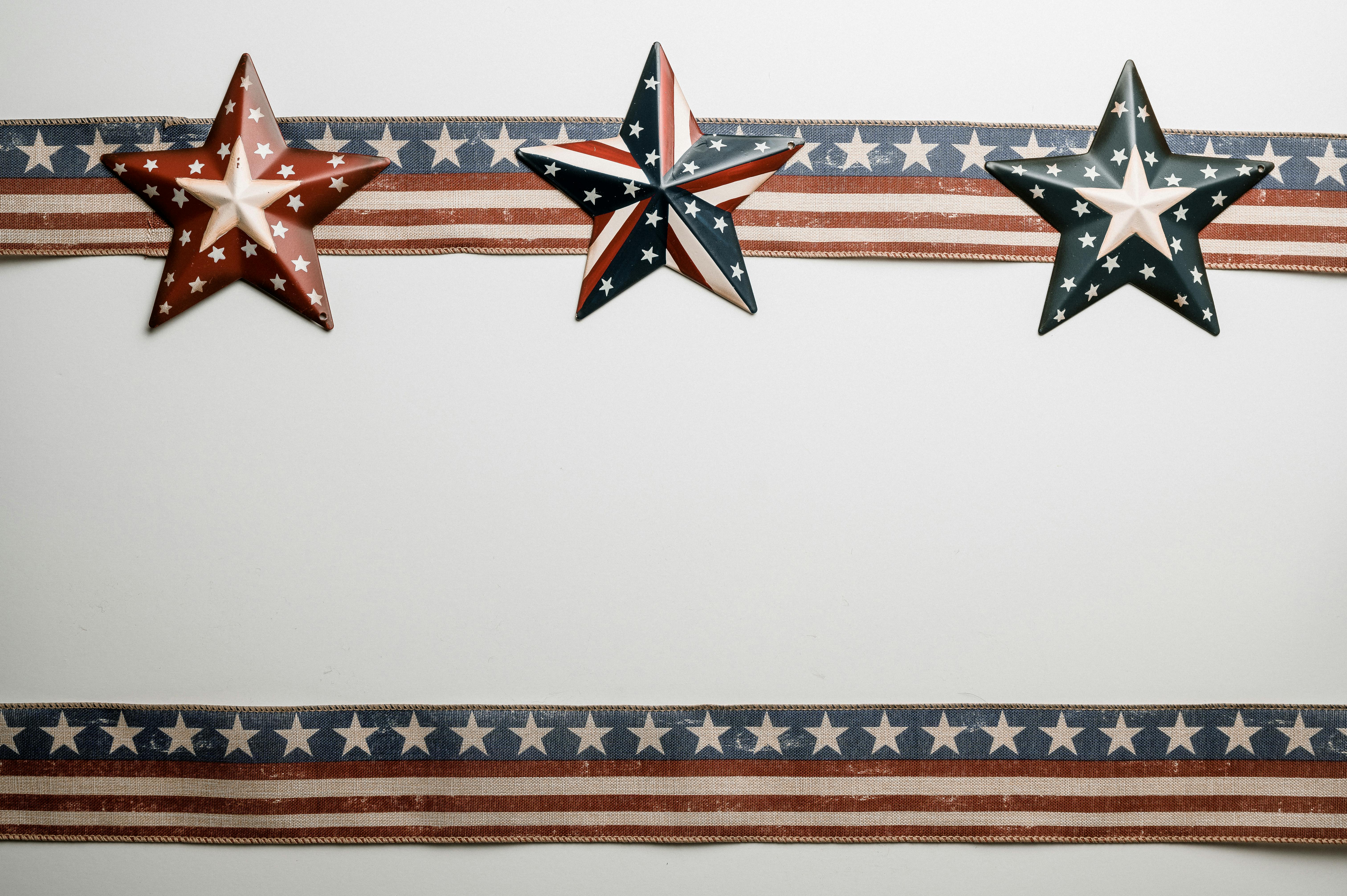USA decoration with star and stripe symbols on ribbons · Free Stock Photo