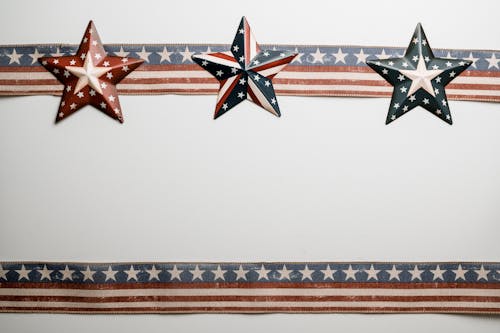 USA decoration with star and stripe symbols on ribbons