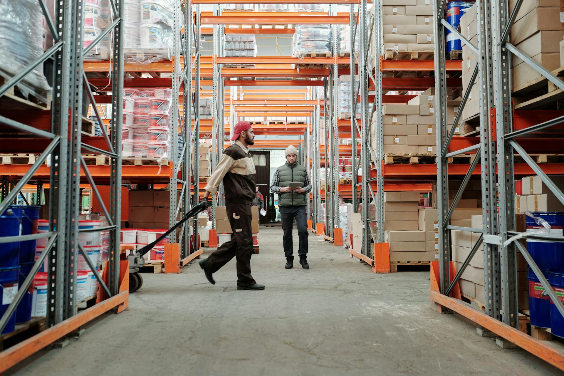 Employee Pulling a Cart