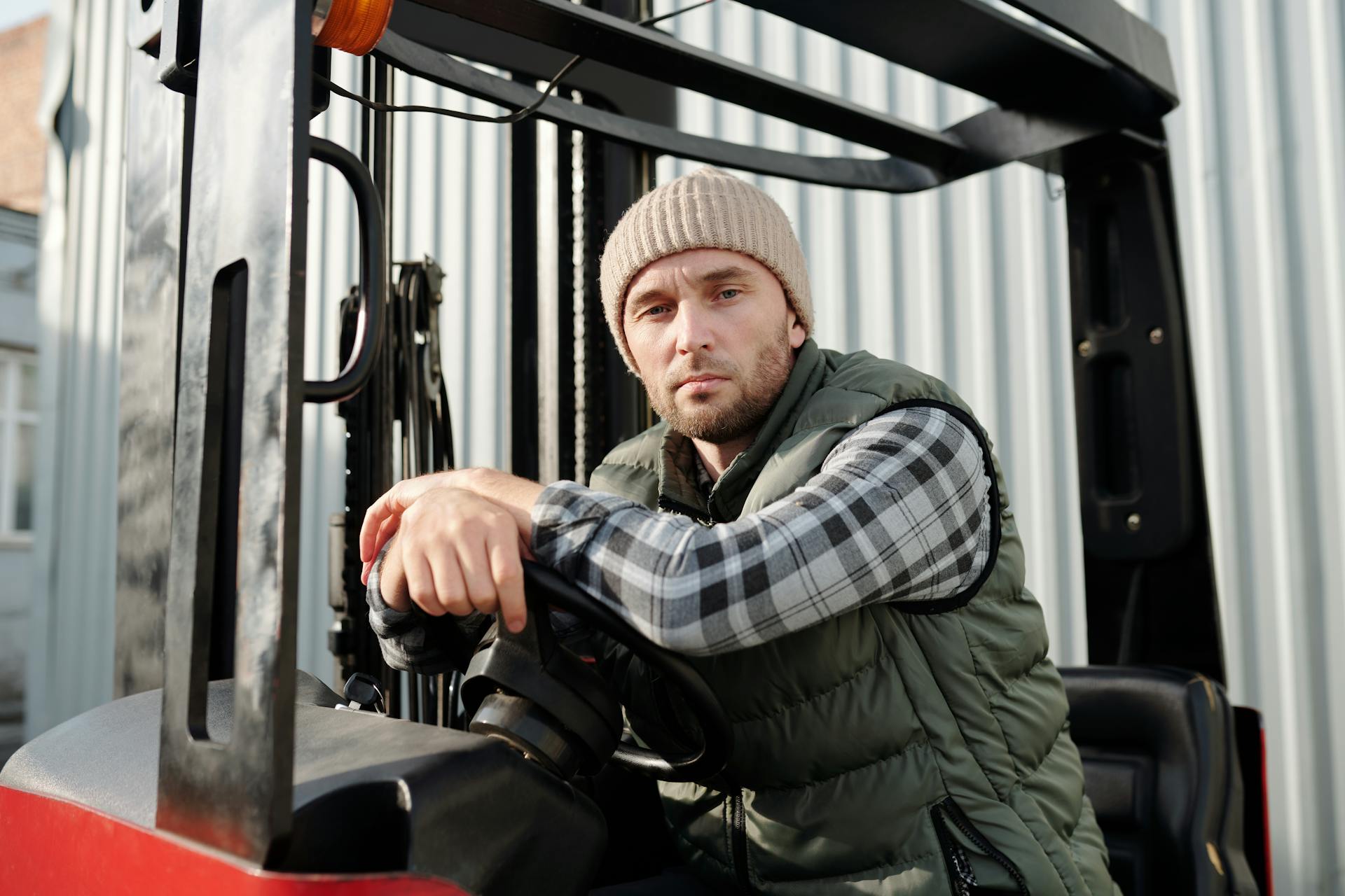 Operator Sitting Inside Forklift