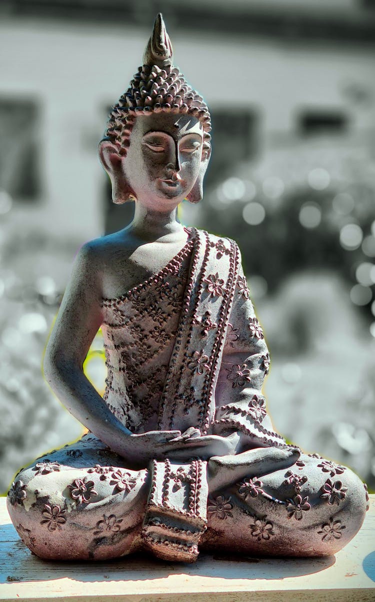 Statue Of Buddha In Lotus Pose With Ornament