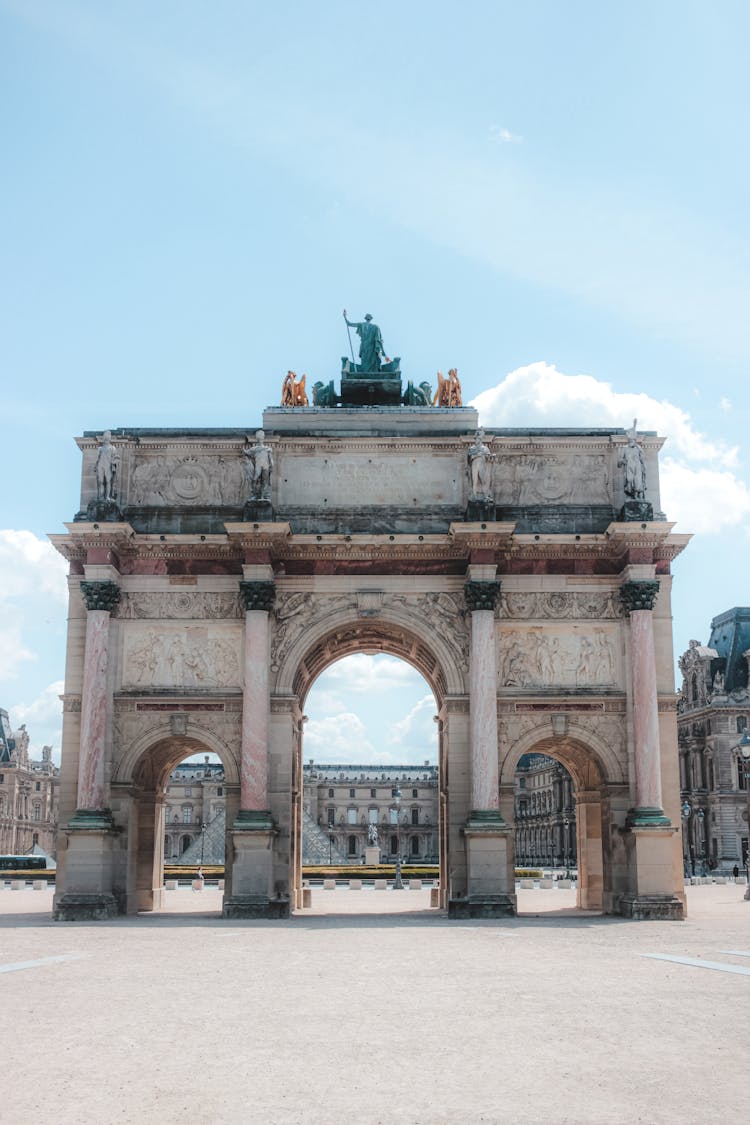 Famous Historical Triumphal Arch On Spacious Square In Paris