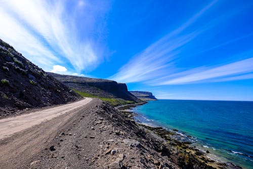 Winding Road Near Calm Body of Water