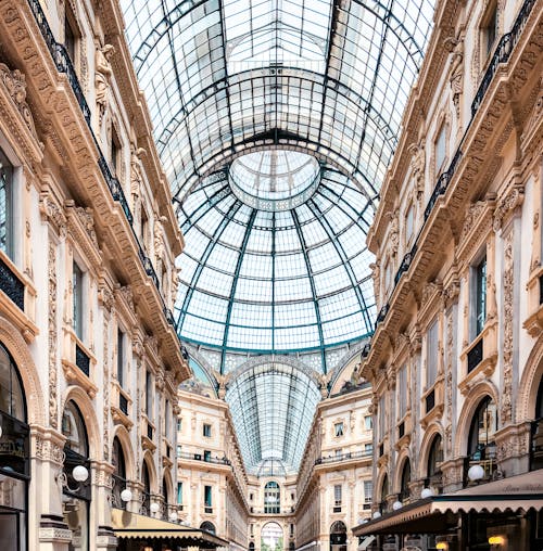 Glass and Steel Dome Ceiling Arcade