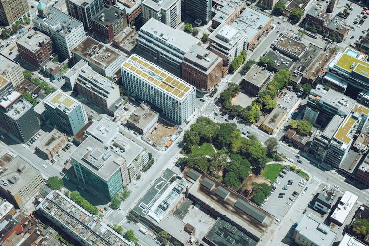 Aerial View Of Contemporary Residential District In Big City