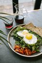 Egg With Vegetable Salad on Plate