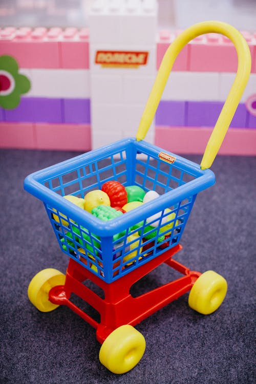 Free Plastic Toy Shopping Basket Stock Photo