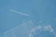 建筑蓝图特写视图，带有技术图纸