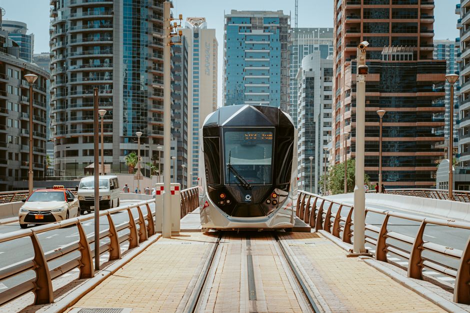 Close-up of a blue Nol Silver Card, the public transport smart card for Dubai Metro and buses