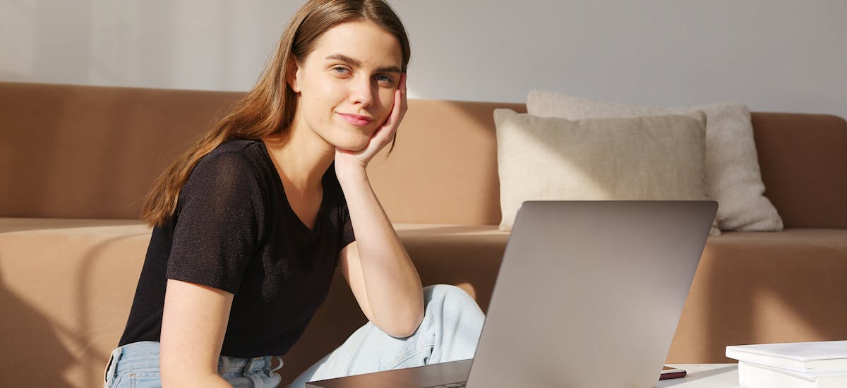 Developer working from home with laptop