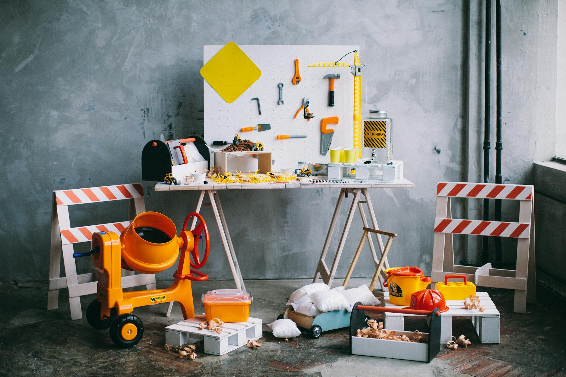 Construction Equipment and Tools Plastic Toys