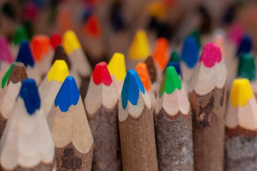 Free White Blue Yellow and Red Color Pencils Stock Photo