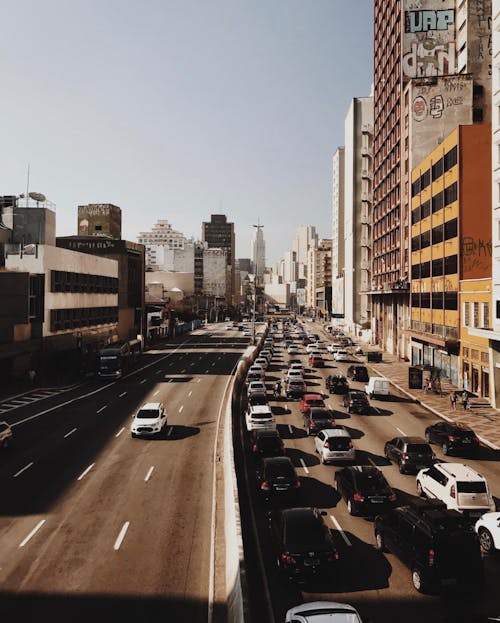 Traffic on road in downtown