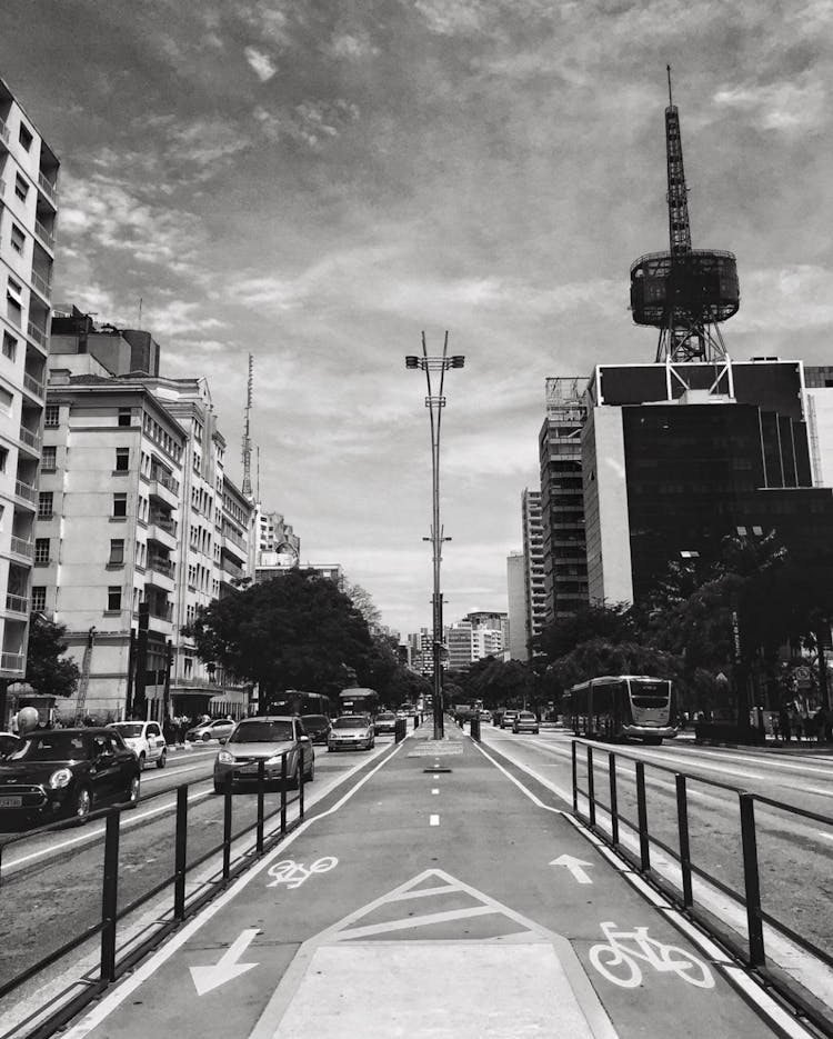 City Street With Cycle Lane