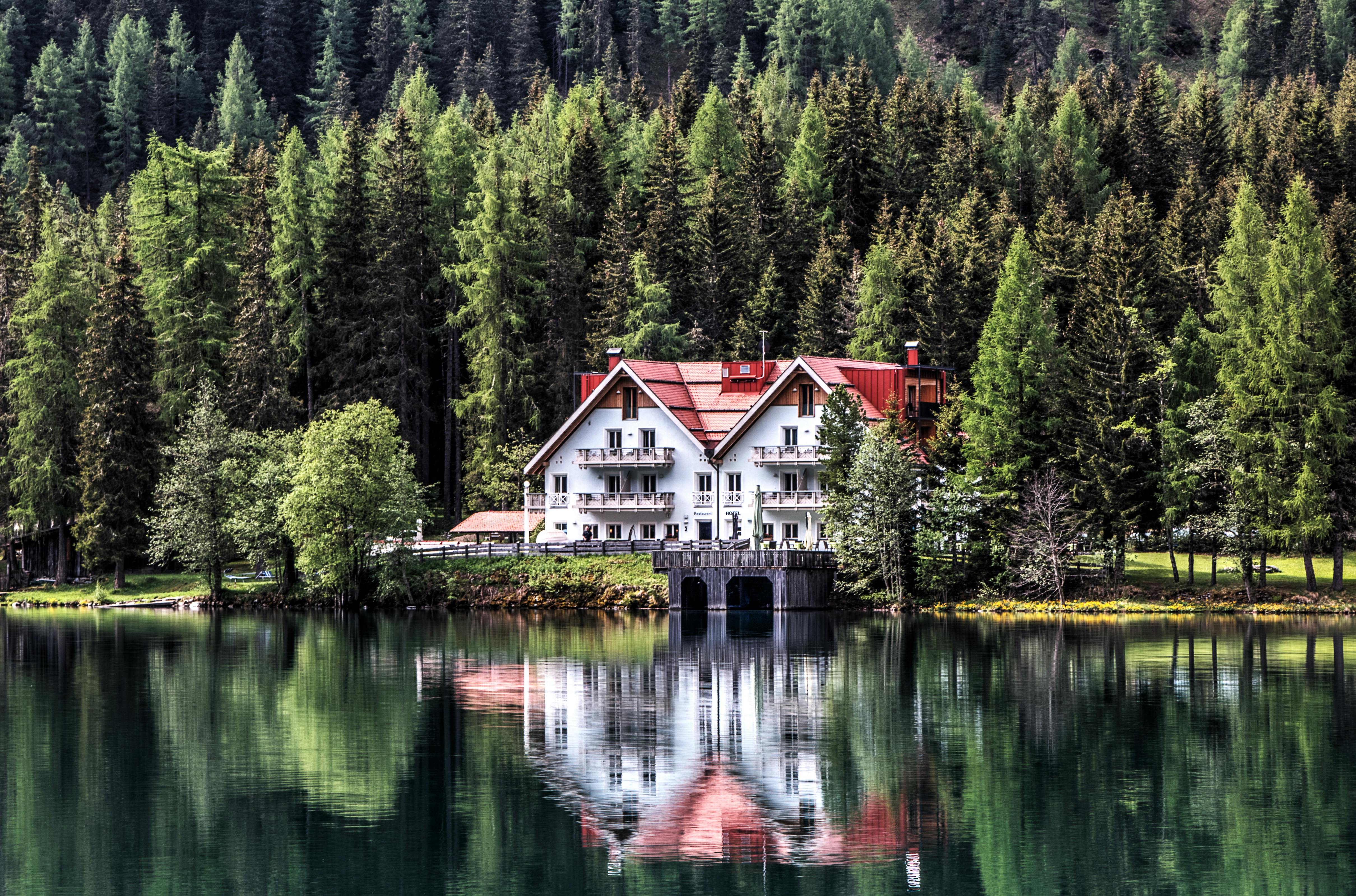 Forest lake house sunset dusk 750x1334 iPhone 8766S wallpaper  background picture image