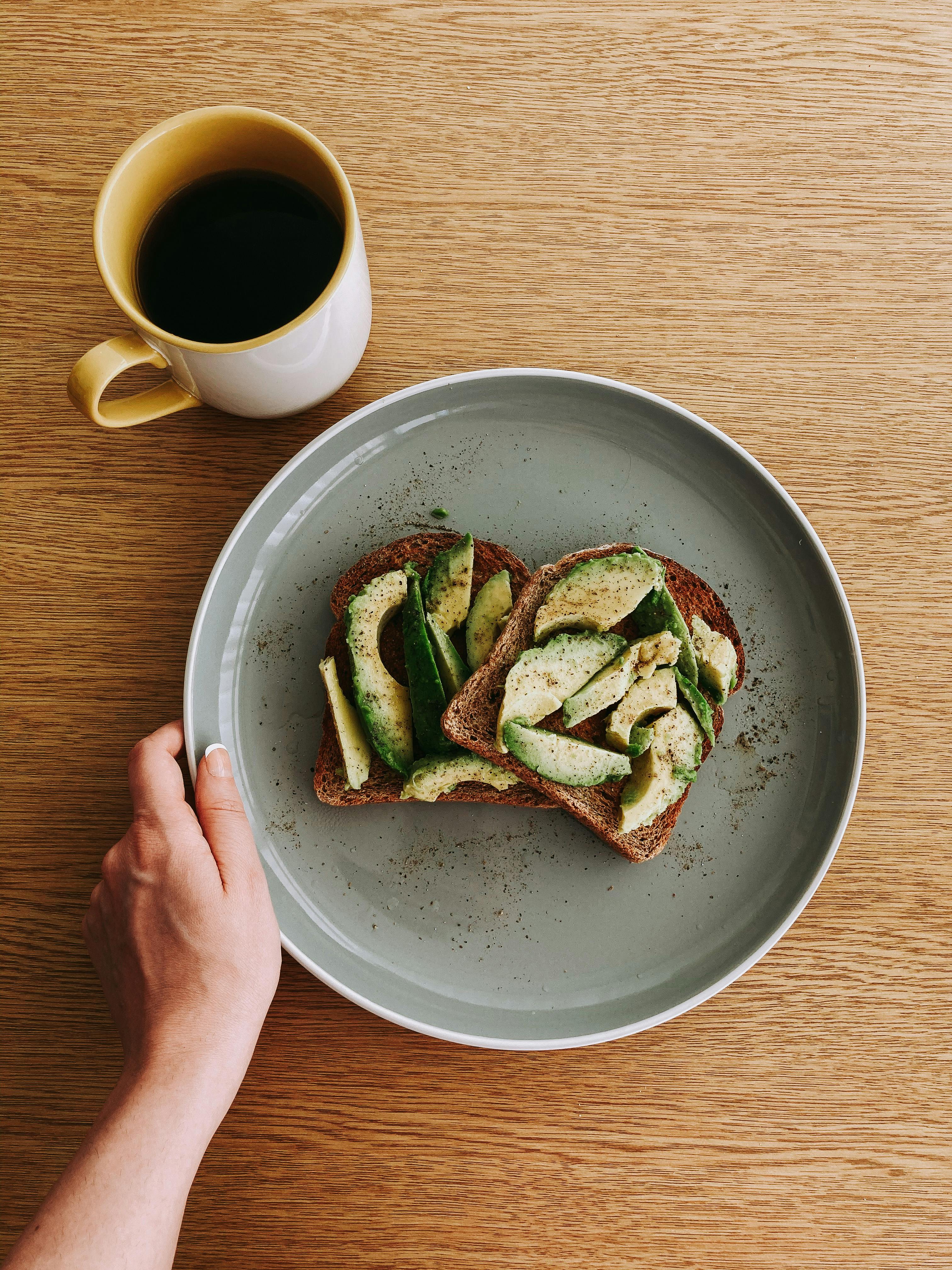 slices of avocado on pieces of bread