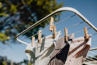 Collapsible clotheshorse with wet underwear outdoors
