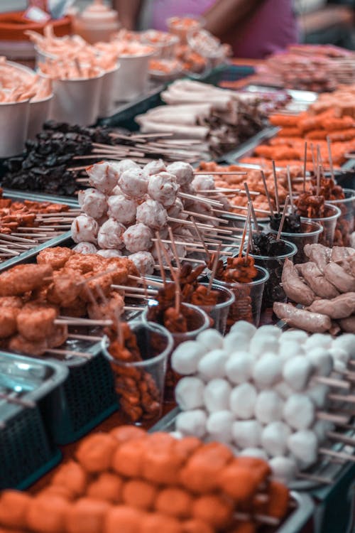 Free Assorted Food on Sticks Stock Photo