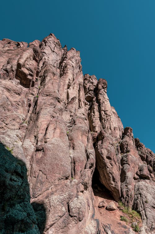 Rough mountain under blue sky in summer