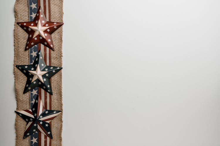 Decorative American Ribbon With Stars On Fabric