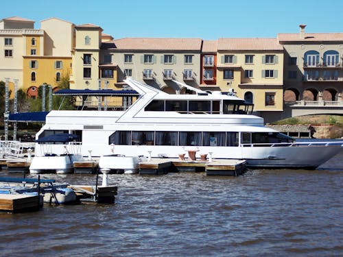 Docked White Yacht