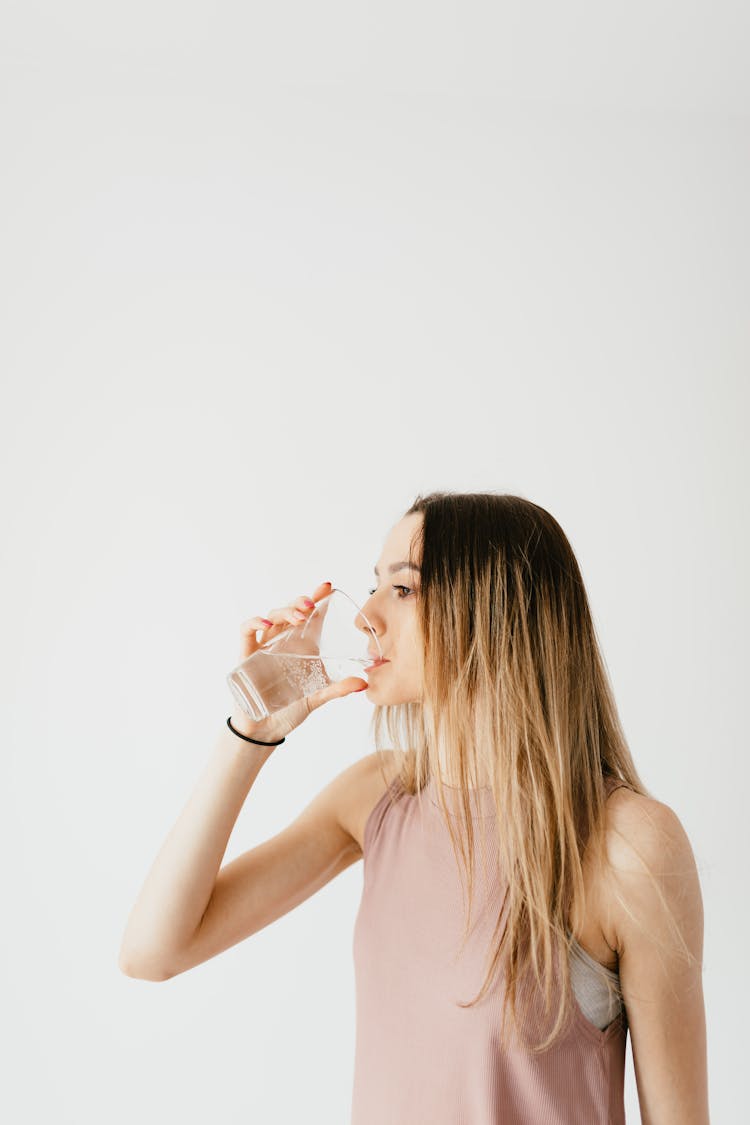 Skin Young Woman Enjoying Drinking Water