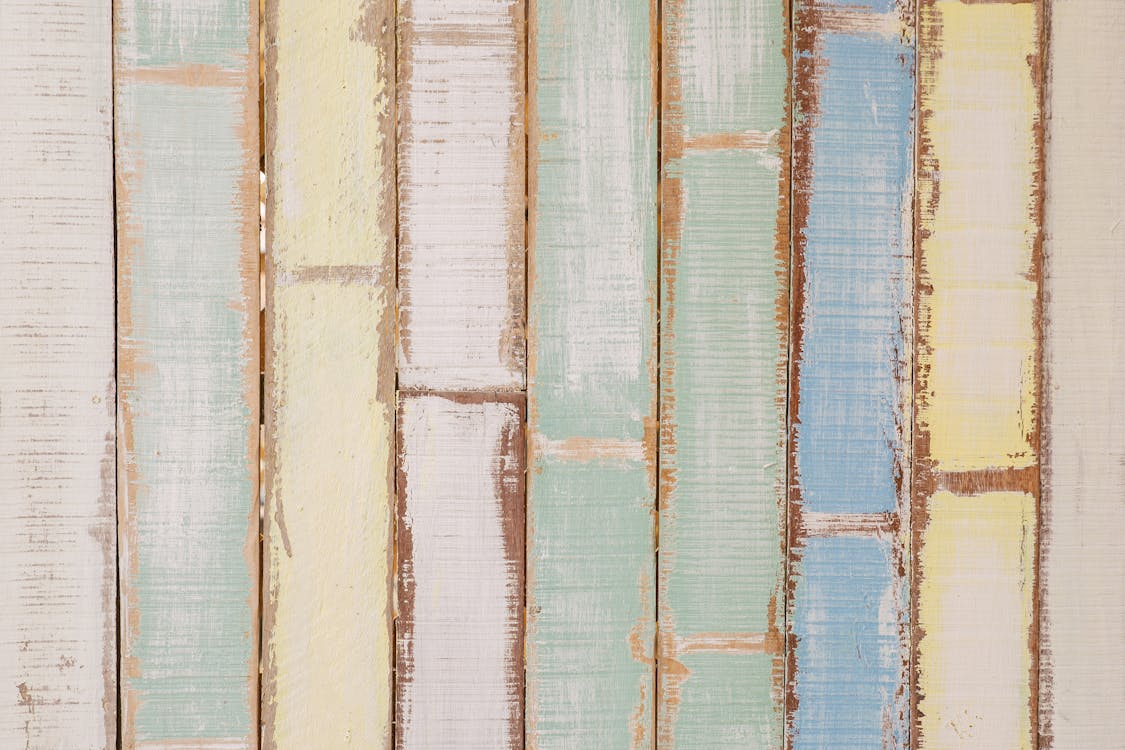 Free Yellow, Blue, and Green Wooden Wall Decor Stock Photo
