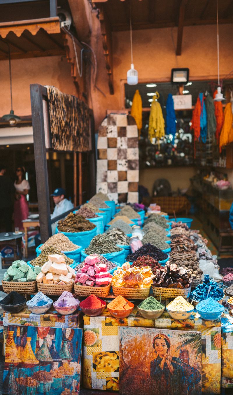 Colourful Moroccan market goods