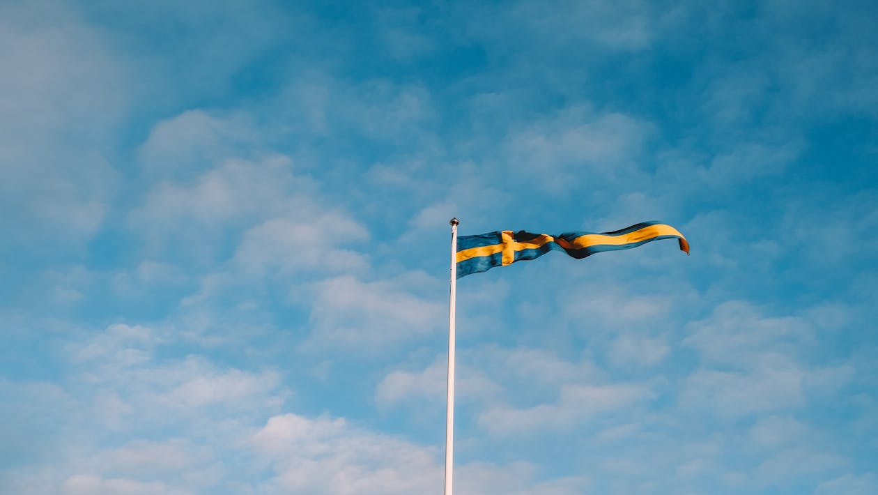 Swedish flag on a pole