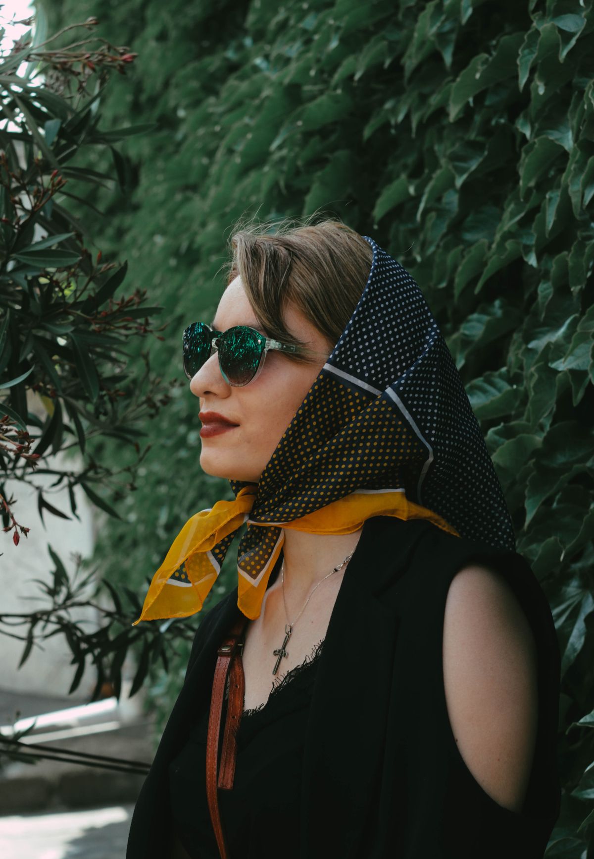 A stylish, elegant woman in town