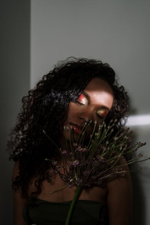 Woman With Black Curly Hair