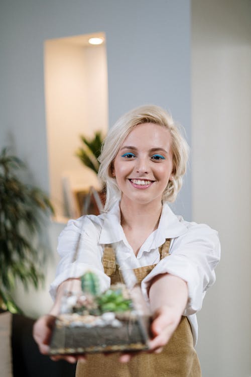 Woman in White Dress Shirt Smiling