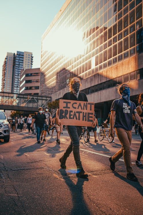 Free People Protesting on a Street Stock Photo