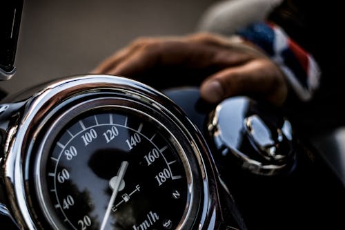 Close-Up Photo of Motorcycle Speedometer