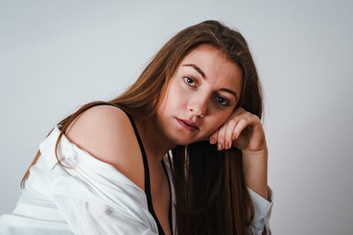 Woman in White Dress Shirt