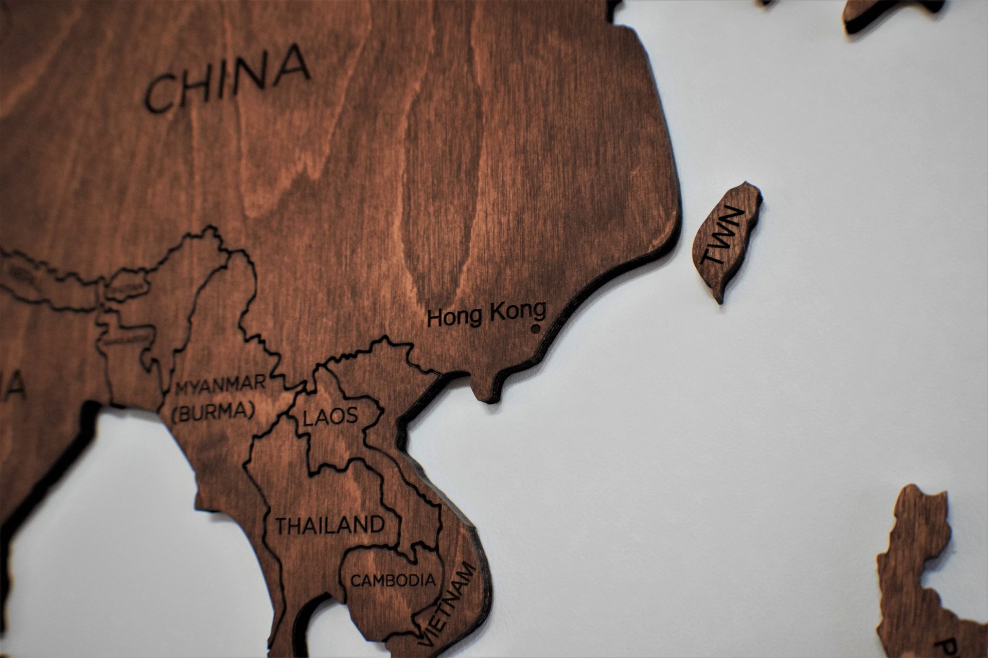 Wood Carving Map of China and Nearby Countries