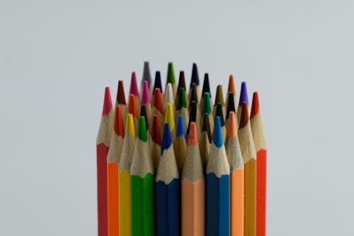 Free Coloring Pencils on White Background Stock Photo