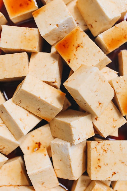 Close-Up Photo of Tofu With Soy Sauce