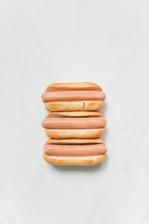 Photo of Hotdog Sandwiches on White Background