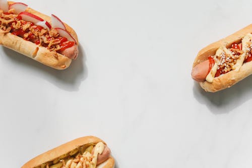 Photo of Hotdog Sandwiches on White Background