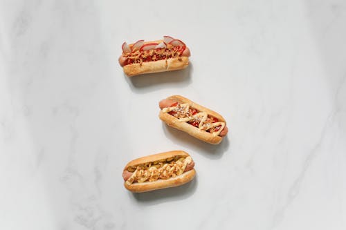 Free Photo of Hotdog Sandwiches on White Background Stock Photo