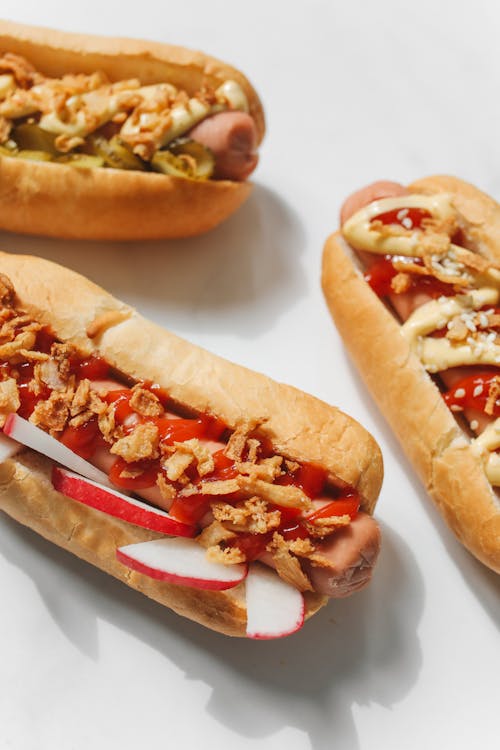 Close-Up Photo of Hotdog Sandwiches