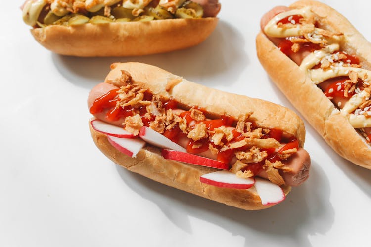 Close-Up Photo Of Hotdog Sandwiches